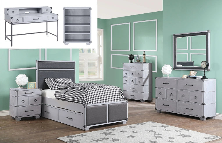 Cama doble de poliuretano gris Orchest y gris
