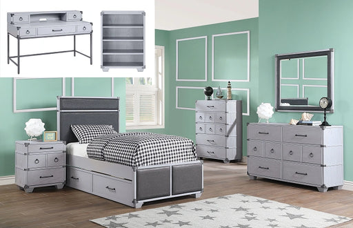 Cama doble de poliuretano gris Orchest y gris