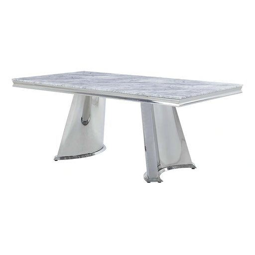 Dining Table w/Marble Top & Pedestal Base