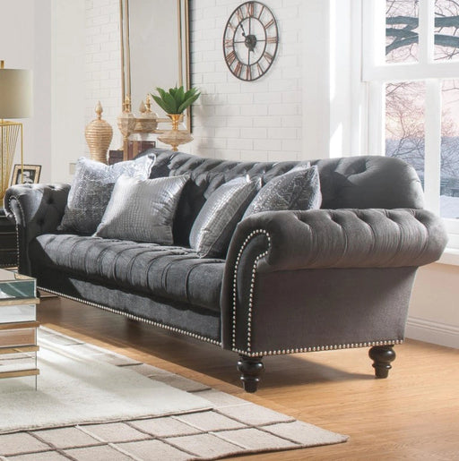 أريكة Acme Furniture Gaura من المخمل الرمادي الداكن 53090