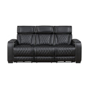 Fairway-Power Double Reclining Sofa with Center Drop-Down Cup Holders, Power Headrests, Storage Arms(Top and Side), Cup holders and Reading Lights, Two Wireless Chargers, Charging Ports and LED Lighting image
