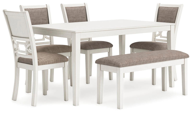 Mesa de comedor Erinberg con 4 sillas y banco (juego de 6 piezas)