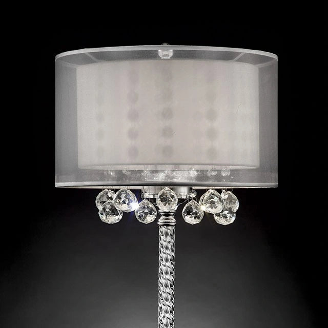 Lámpara de mesa de 30" de alto, cristal colgante