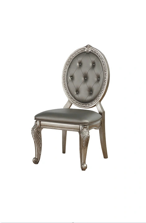 Silla Auxiliar Northville PU y Plata Envejecida