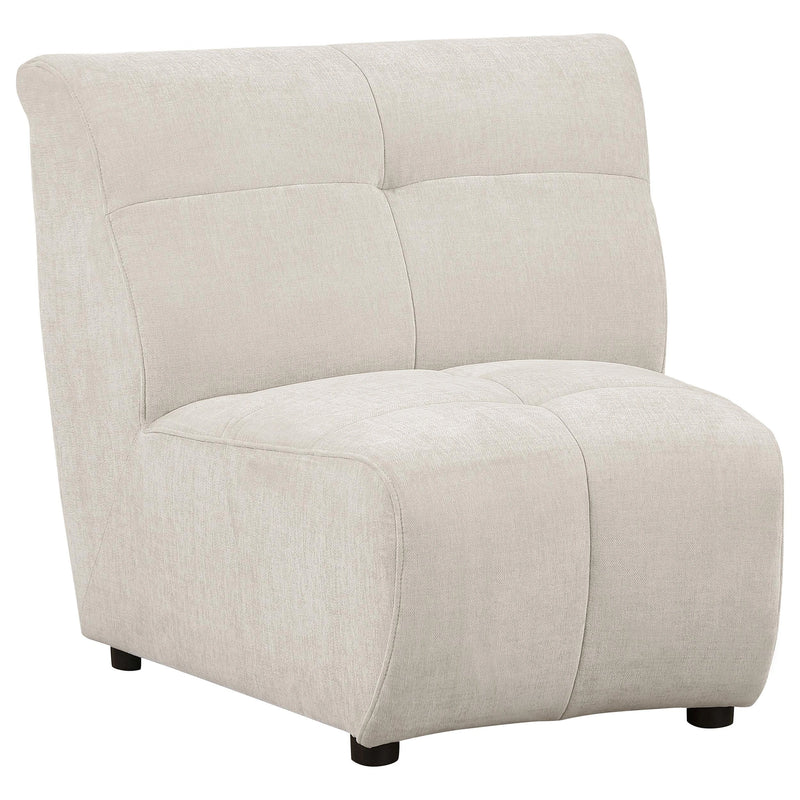 Sillón Charlotte sin brazos curvado tapizado, color marfil