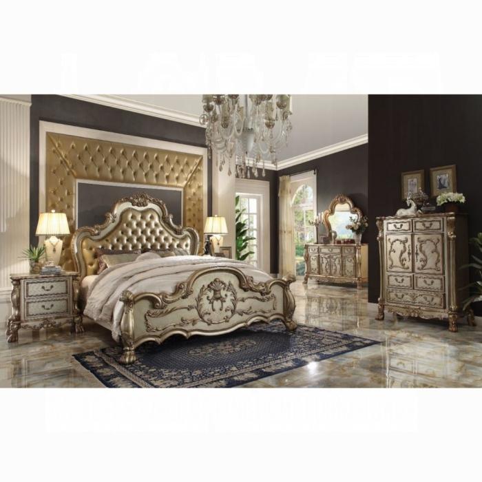 سرير كينغ شرقي دريسدن عظمي بولي يوريثان وبتينا ذهبية