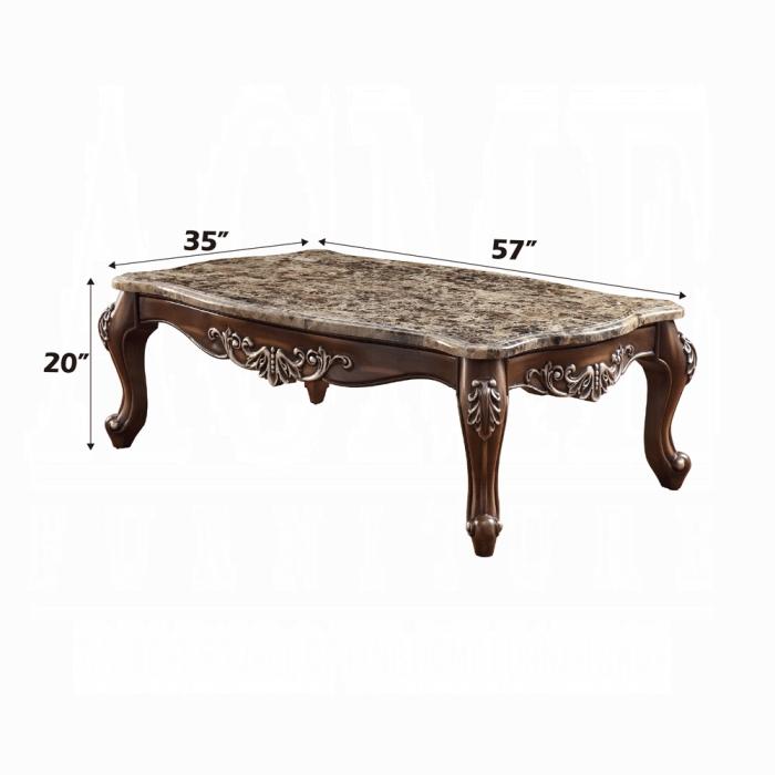 Mesa de centro Latisha Marble y roble antiguo