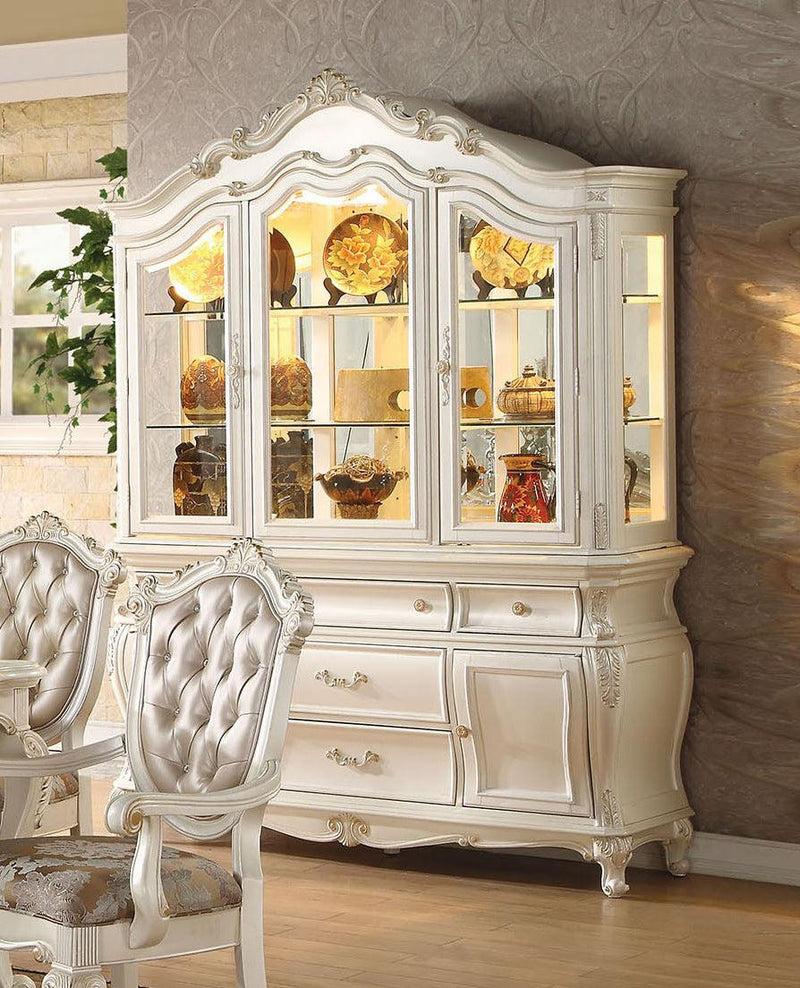 Aparador y vitrina Acme Chantelle en Blanco Perla 63544