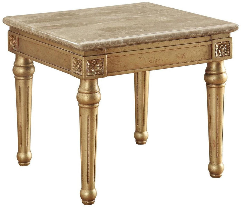 طاولة طرفية Acme Furniture Daesha من الرخام/الذهبي العتيق 81717