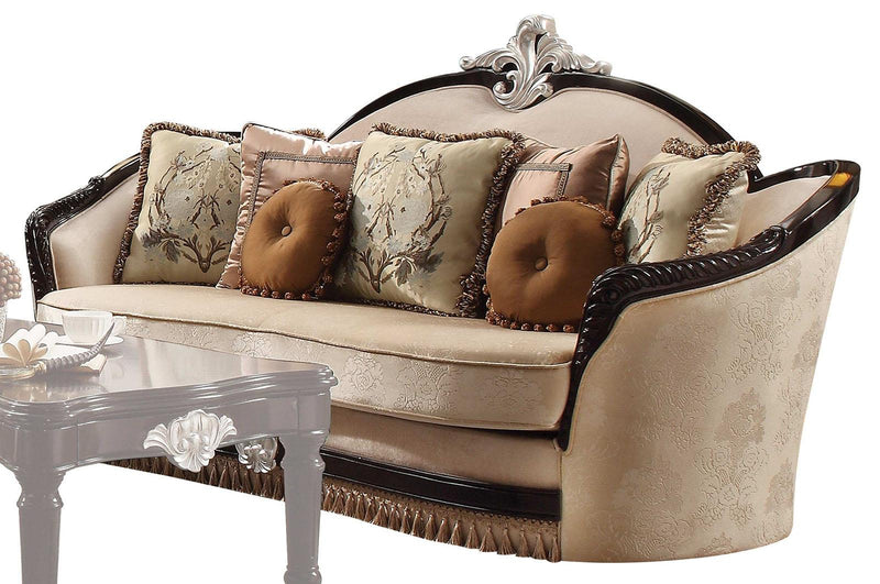 أريكة Acme Furniture Ernestine مع 7 وسائد باللونين البيج والأسود 52110