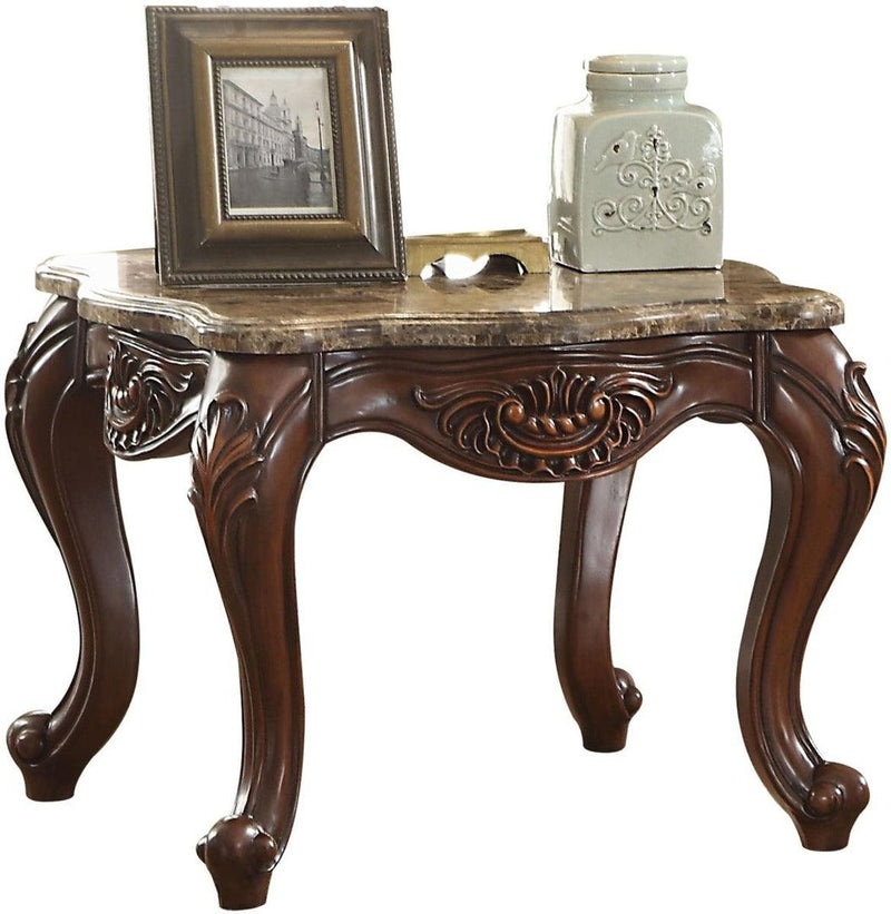 طاولة جانبية Jardena من Acme Furniture بالرخام/خشب الكرز 81657
