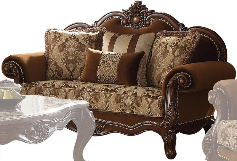 Sofá de dos plazas Jardena de Acme Furniture con 4 cojines en Roble Cerezo 50656
