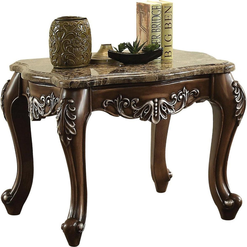Mesa auxiliar Latisha de Acme Furniture en mármol/roble antiguo 82147