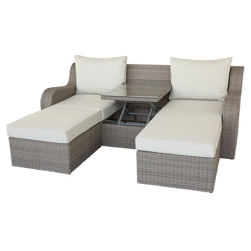 Sofá cama Salena Acme con mesa de centro en beige/gris 45010
