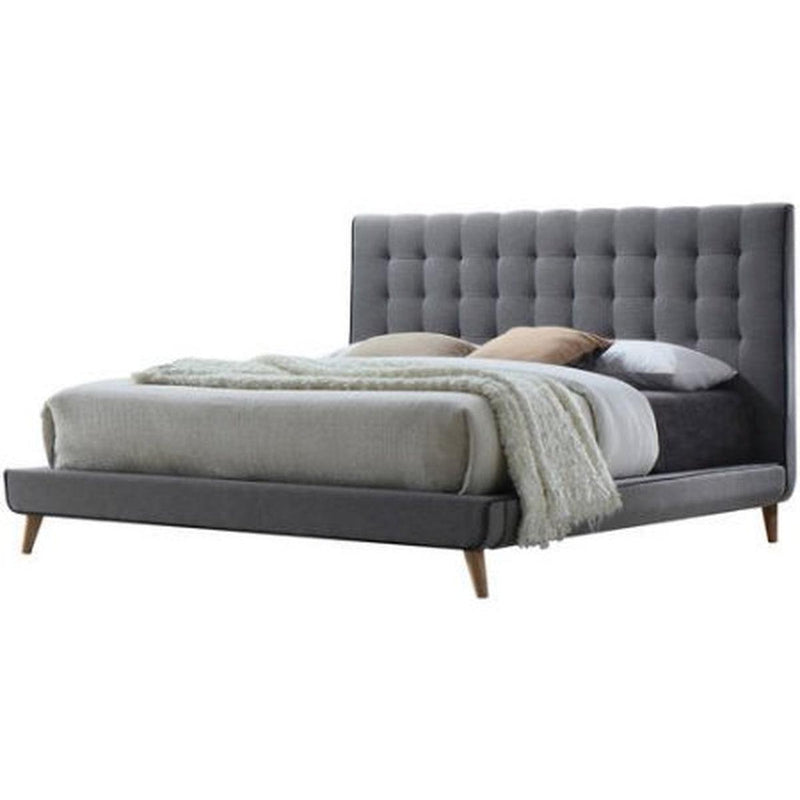 Cama tapizada tamaño Queen Acme Valda en color gris 24520Q