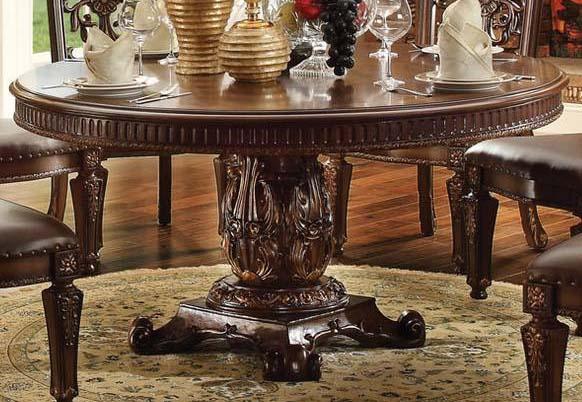 Mesa de comedor redonda con pedestal individual Vendome de Acme con tablero de 60" de diámetro en cerezo 62015