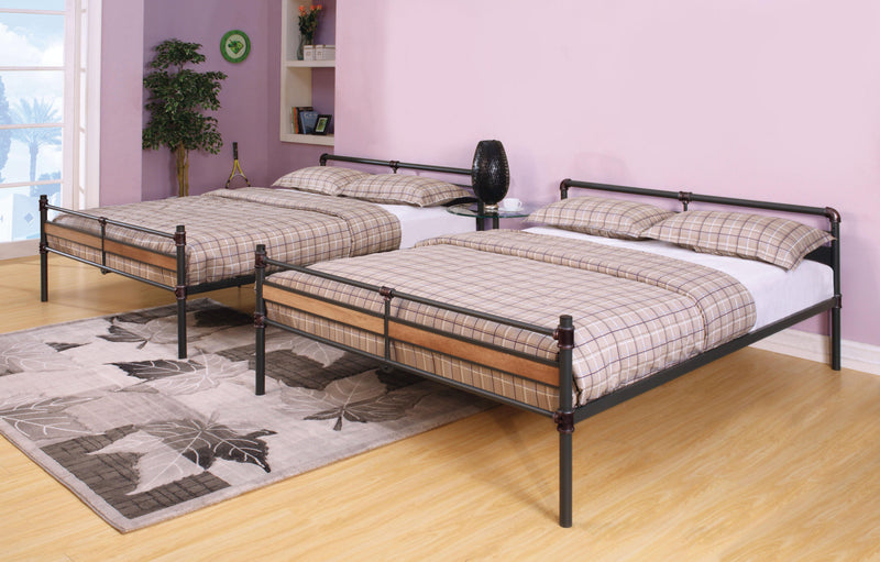 Cama litera Brantley II Sandy negra y bronce oscuro cepillado a mano (Queen/Queen)