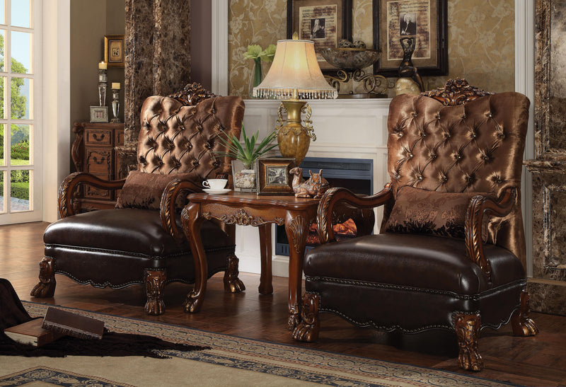 Sillón de terciopelo marrón dorado y roble cerezo Dresden con 1 almohada