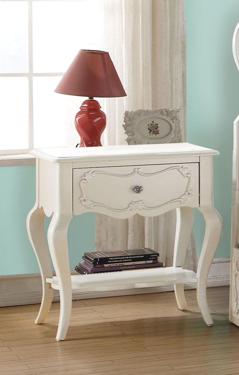 Mesita de noche Edalene Pearl White