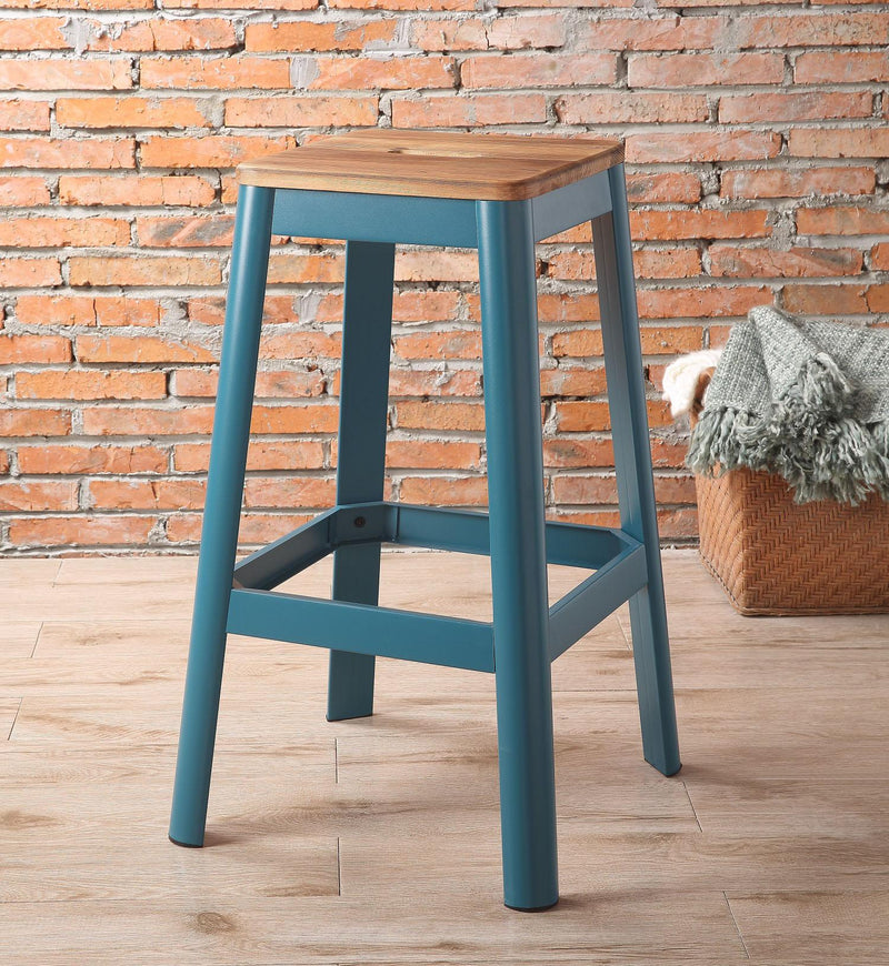 Taburete de bar Jacotte natural y verde azulado (1 unidad)