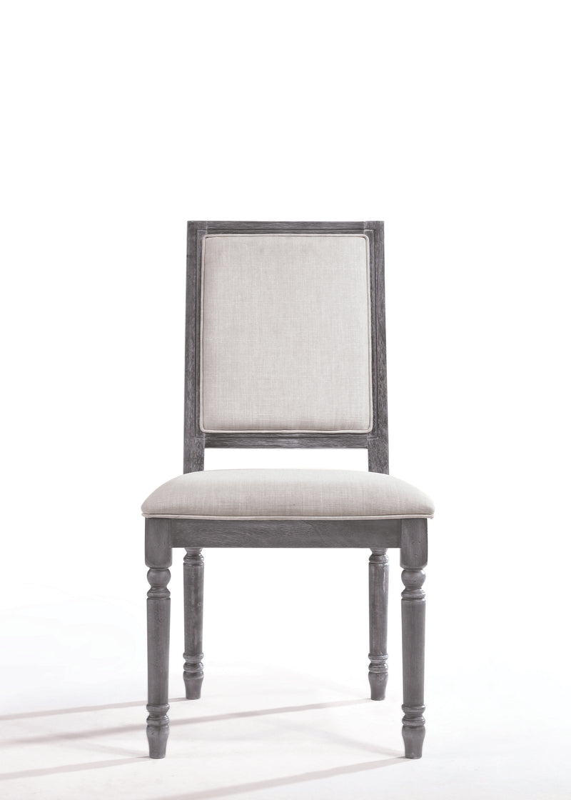 Silla auxiliar Leventis de lino color crema y gris desgastado