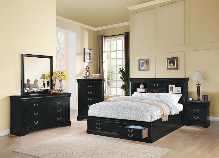 Cama de matrimonio Louis Philippe III negra