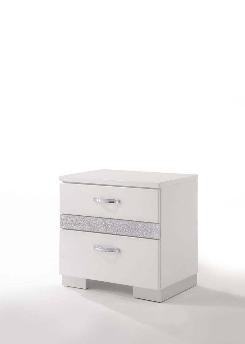 Mesa de noche Naima II blanca de alto brillo