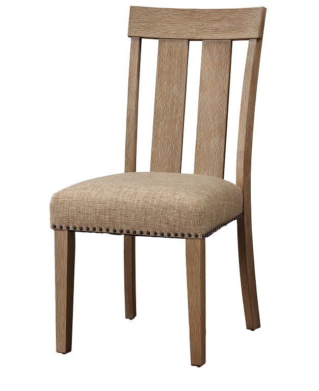 كرسي جانبي بظهر خشبي مشقوق من قماش ناثانيال وخشب القيقب