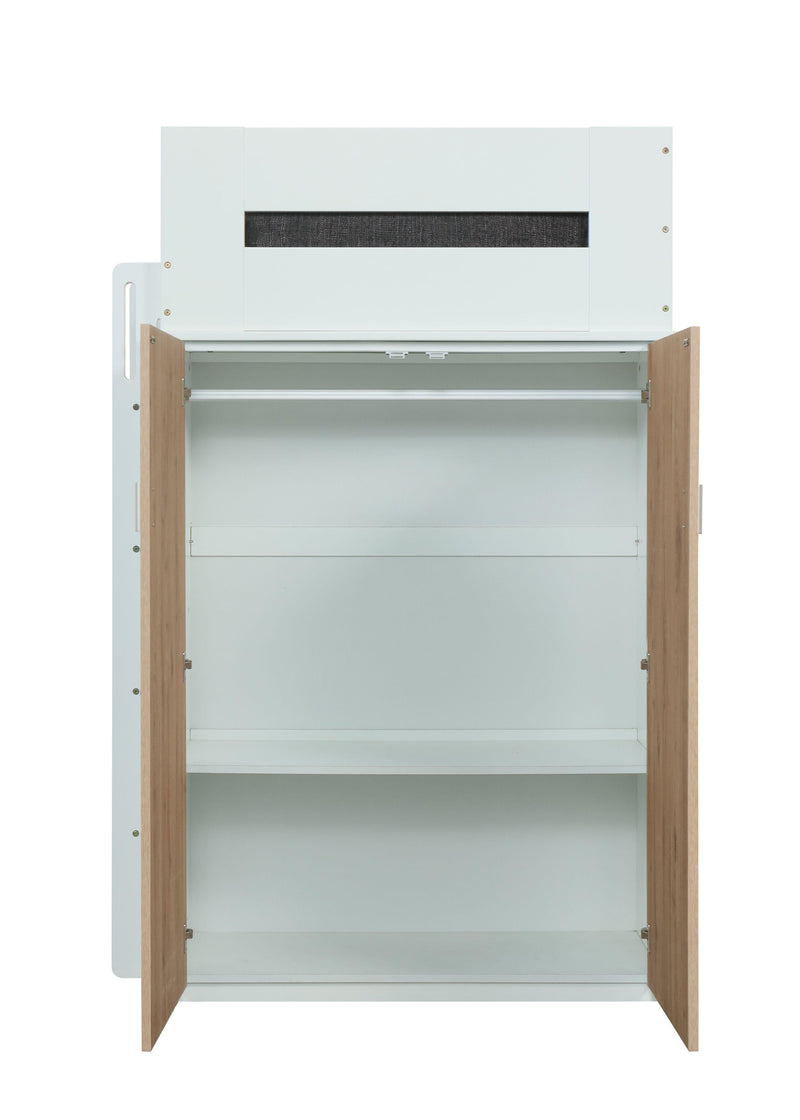 Cama alta Nerice blanca y roble