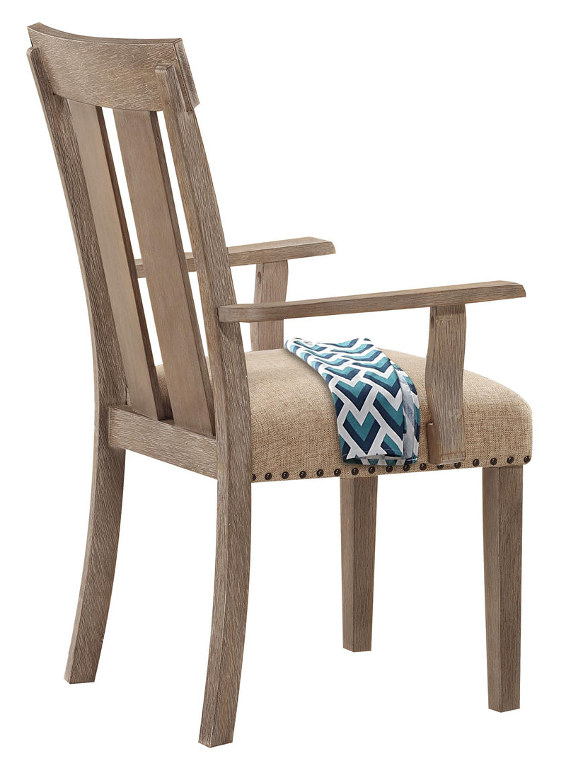 Sillón Nathaniel de tela y arce, respaldo de listones