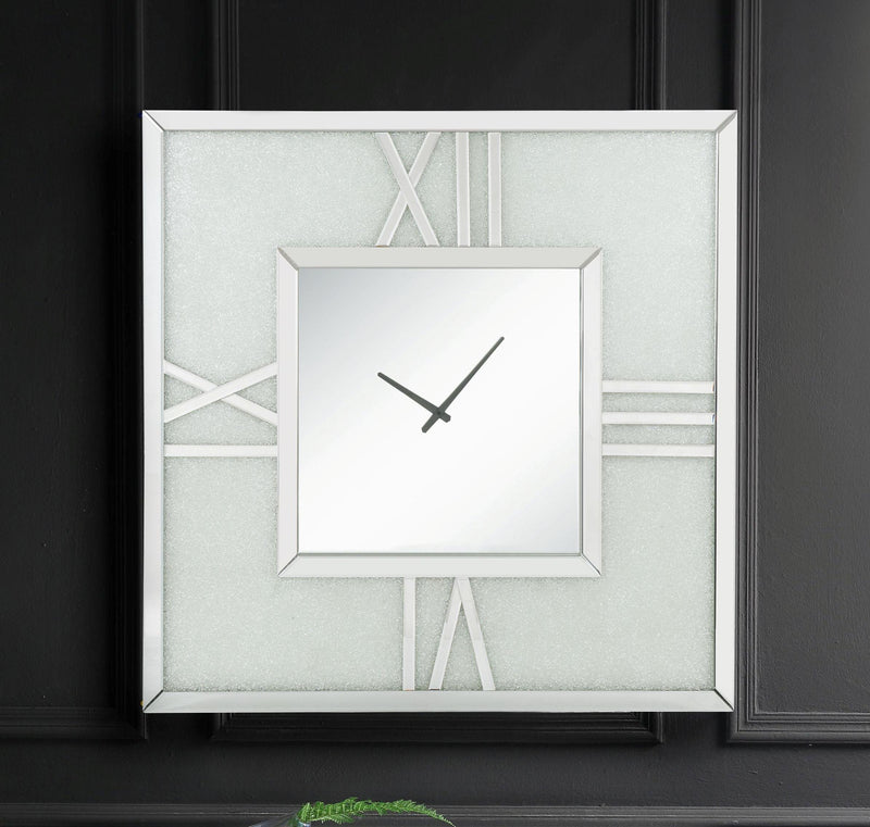 Reloj de pared Noralie con espejos y diamantes de imitación (LED)