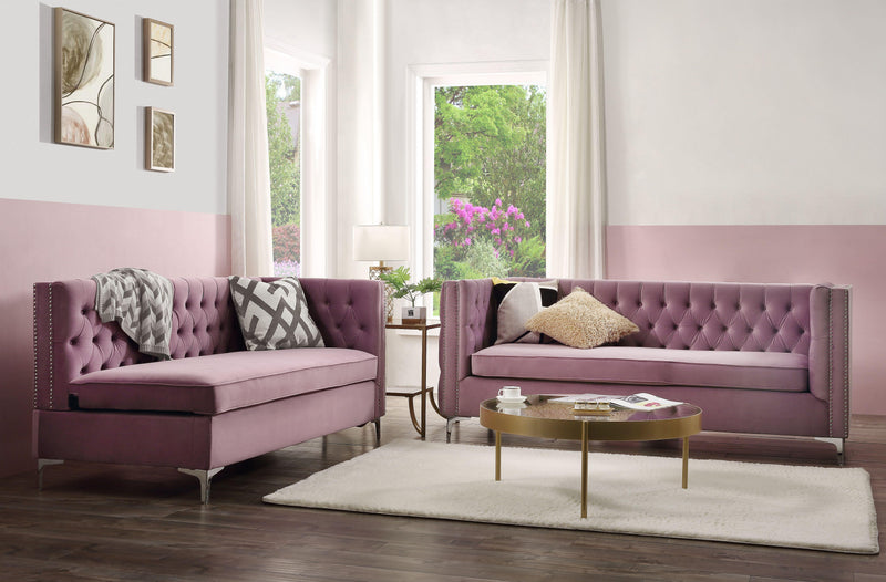Sofá Seccional Rhett de Terciopelo Morado