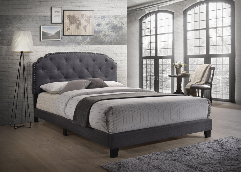 Cama Queen Tradilla de Tela Gris