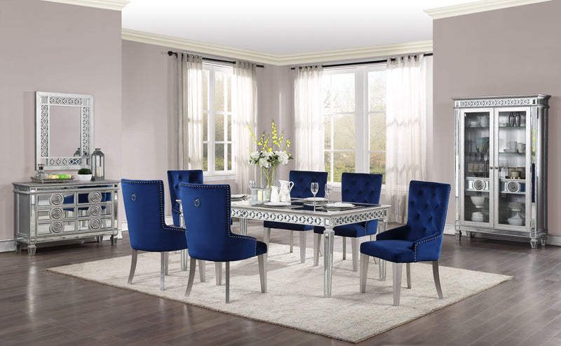 Mesa de comedor Varian con espejo y platino envejecido (72"L)