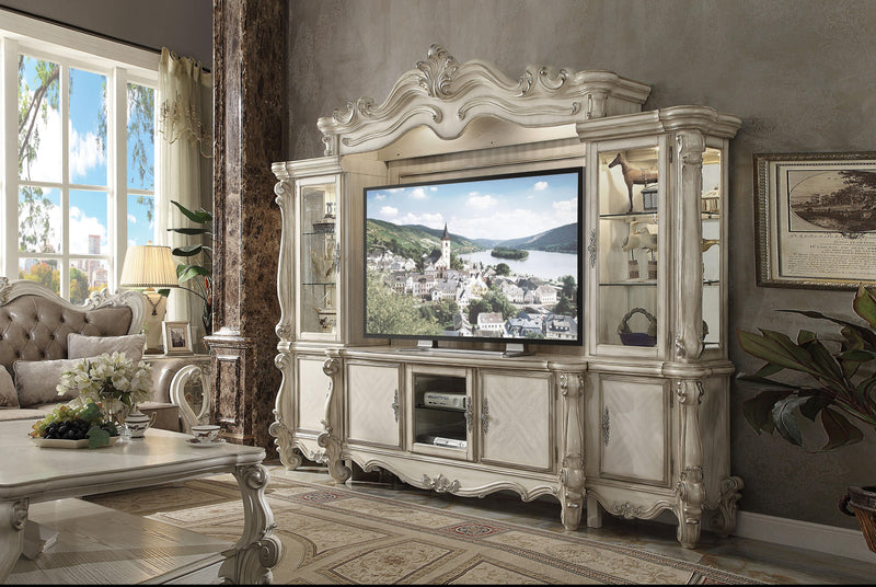 Mueble de TV Versalles blanco hueso (estanterías laterales y puente)