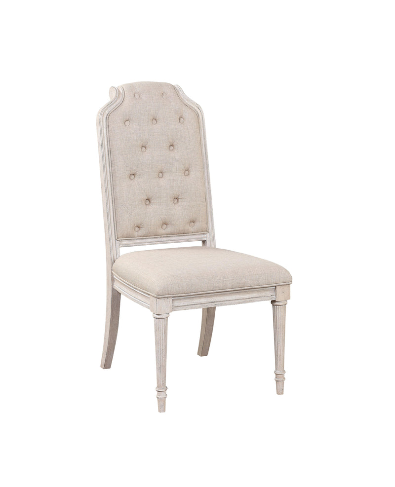 Silla auxiliar Wynsor de tela y champán antiguo