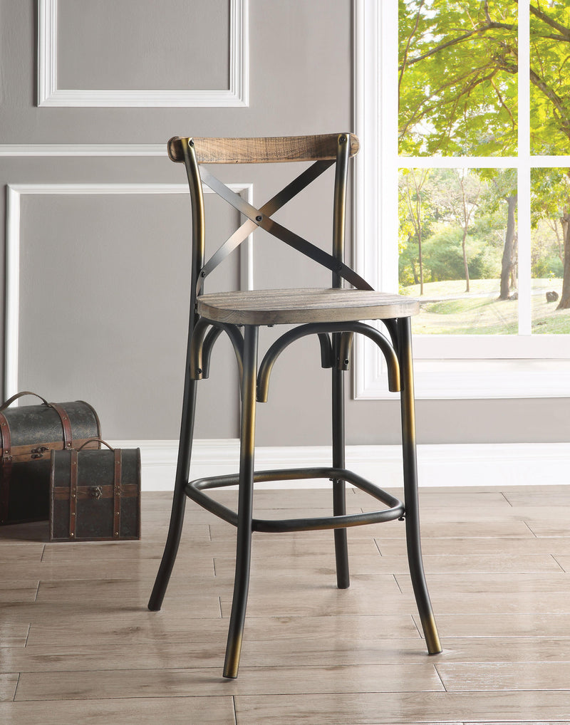 Silla de bar Zaire en cobre antiguo y roble antiguo (1 unidad)