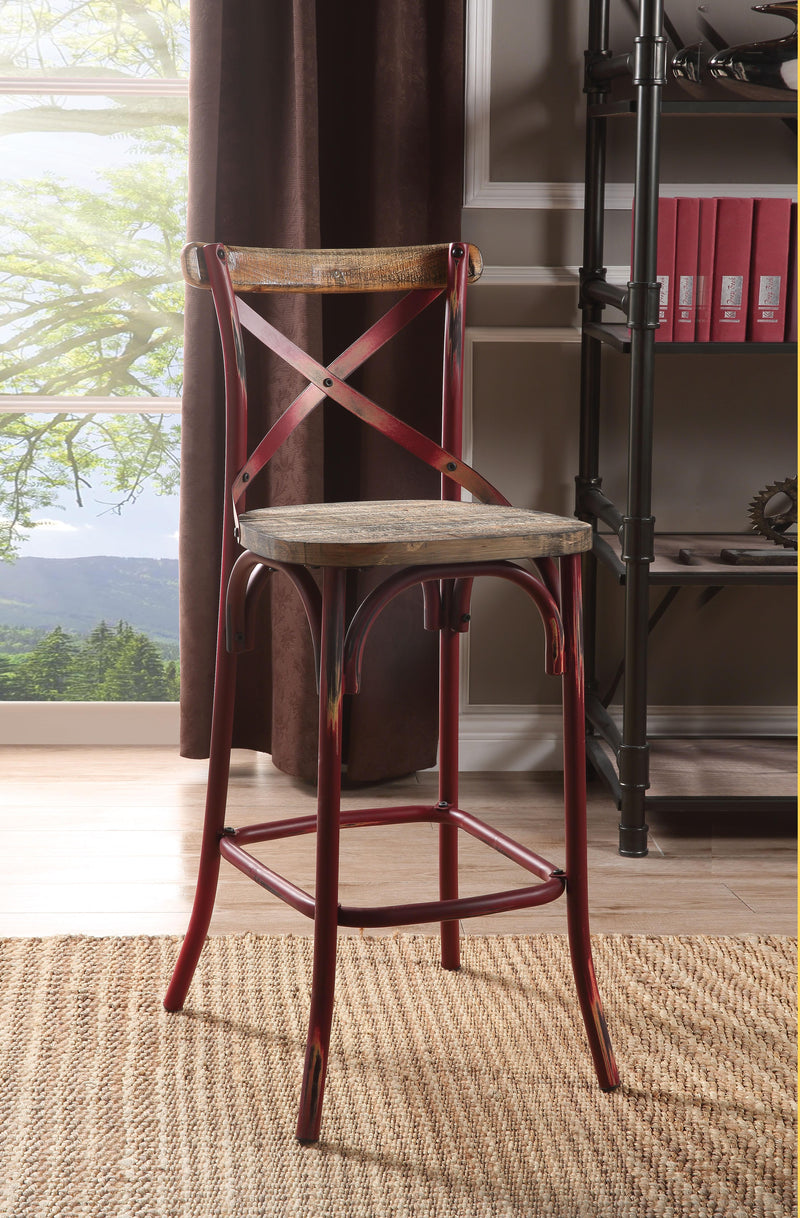 Silla de Bar Zaire Rojo Antiguo y Roble Antiguo (1 ud.)