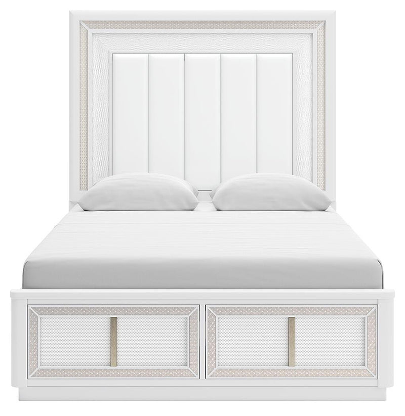 Cama tapizada Chalanna con almacenamiento