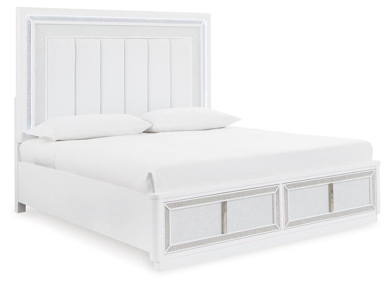 Cama tapizada Chalanna con almacenamiento