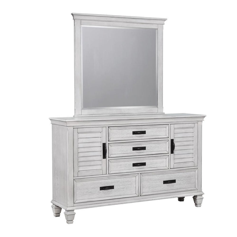 Espejo de cómoda rectangular Franco, blanco antiguo