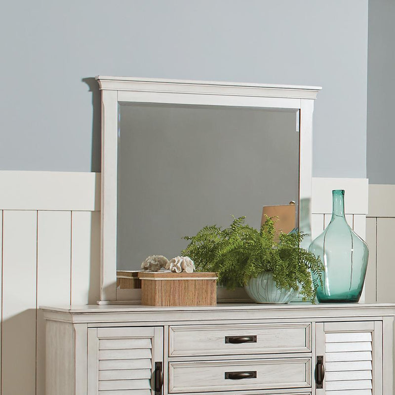 Espejo de cómoda rectangular Franco, blanco antiguo