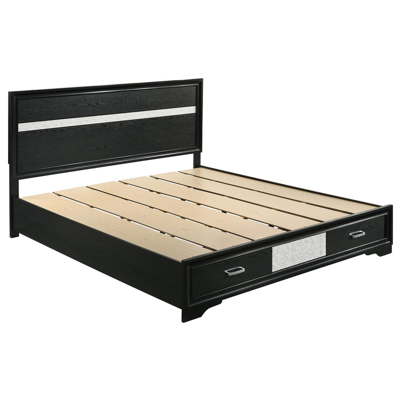 Cama con plataforma y almacenamiento Miranda Panel