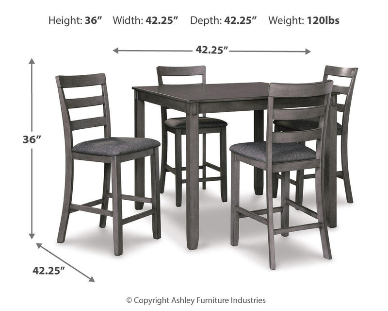 Mesa de comedor y taburetes de bar Bridson de altura de mostrador (juego de 5)