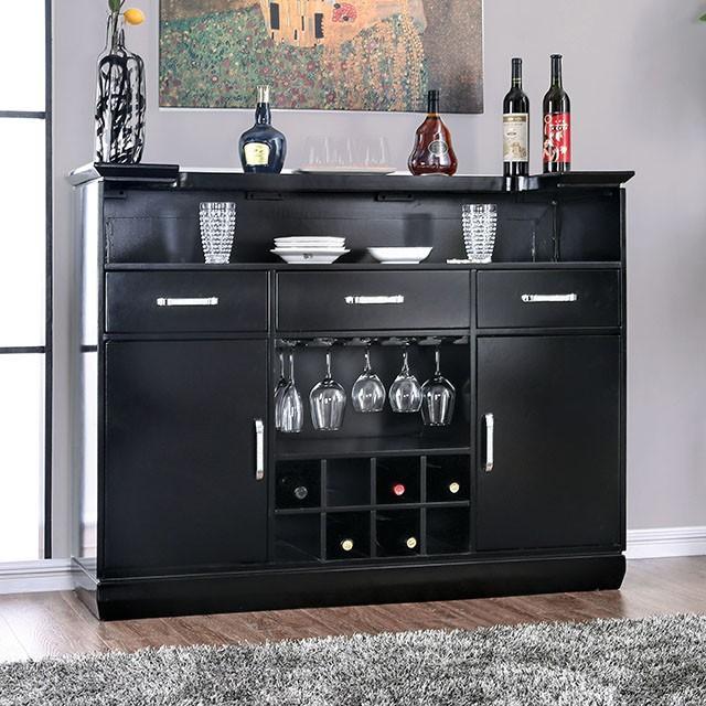Mesa de bar Alena negra con luz táctil LED y espejo