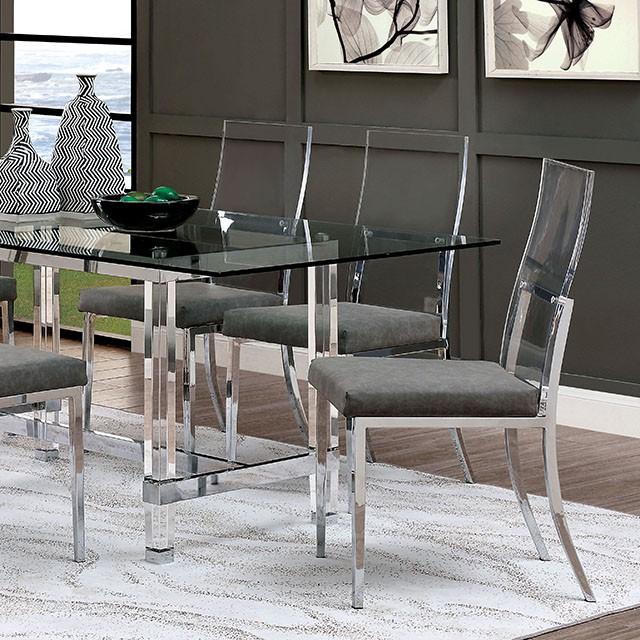 Juego de comedor Casper de 7 piezas, cromo