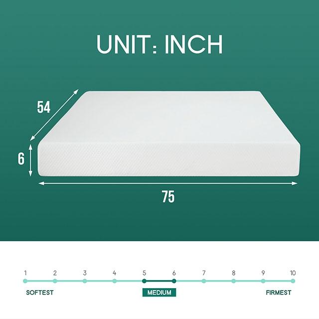 Colchón de espuma viscoelástica Artemisia de 6" para cama Full, Queen y Twin