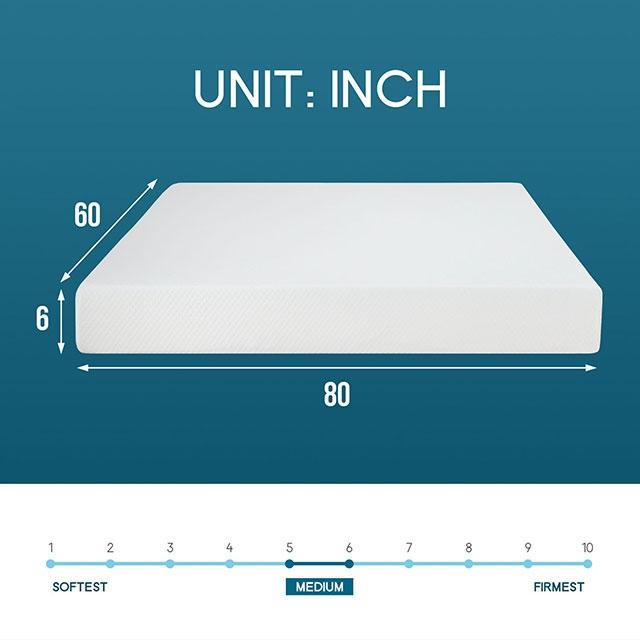 Colchón de espuma viscoelástica Artemisia de 6" para cama Full, Queen y Twin