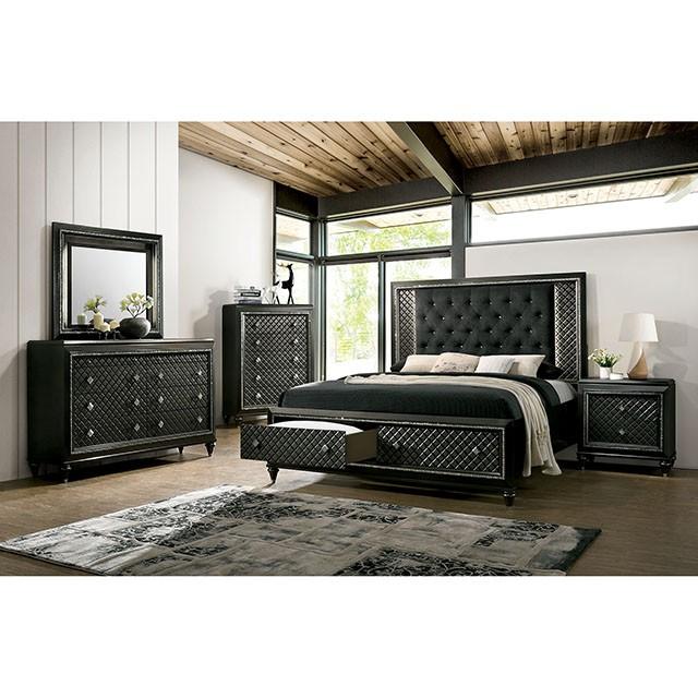 Mesa de noche Demetria gris metálico