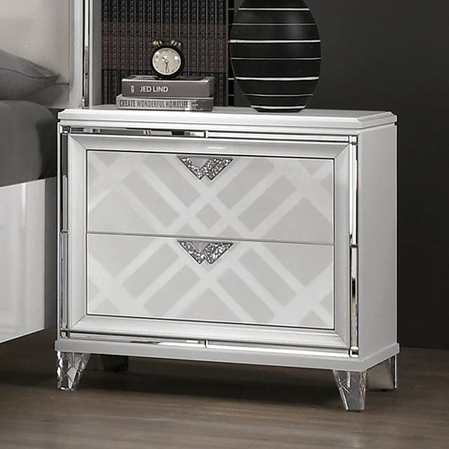 Mesa de Noche EMMELINE con USB, Blanca